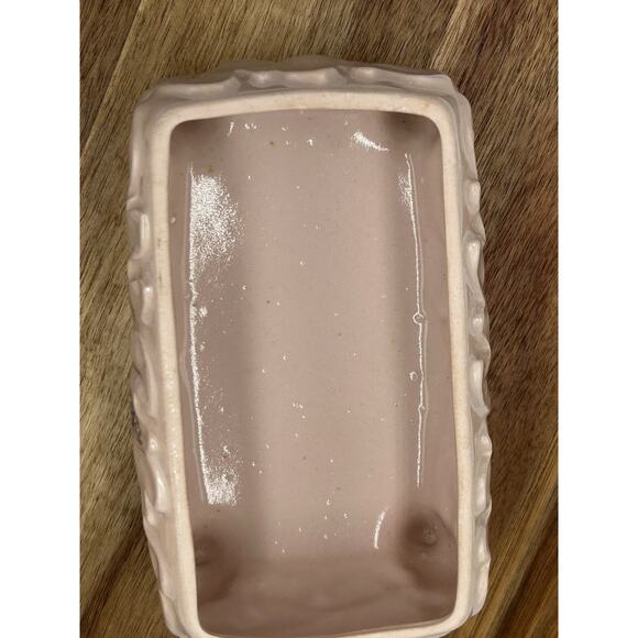 Vintage Ceramic Trinket Box Bird Lid Powder Pink Iridescent Glaze Lead Motif - Picture 7 of 13